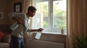 استخدام شبكات على النوافذ لمنع دخول الحشرات الطائرة مثل البعوض.