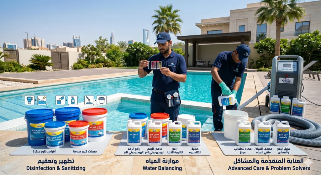 أفضل مواد تنظيف المسابح وكيفية استخدامها للحفاظ على مياه نظيفة
