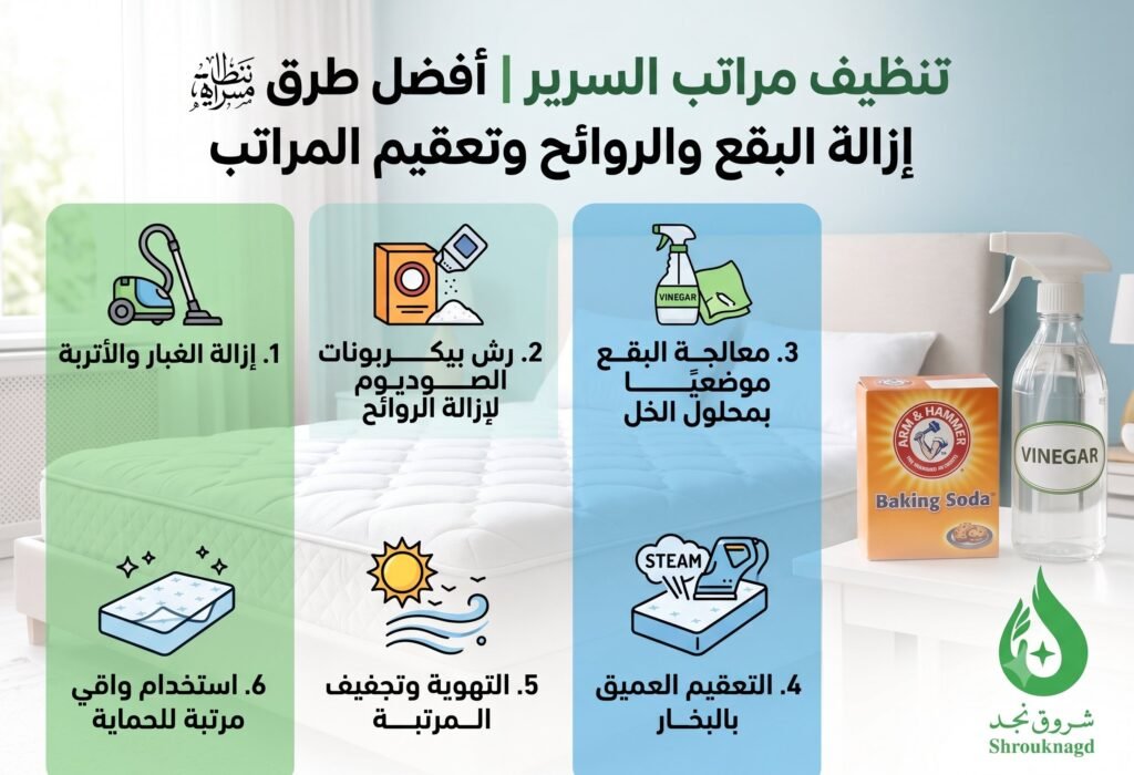 تنظيف مراتب السرير