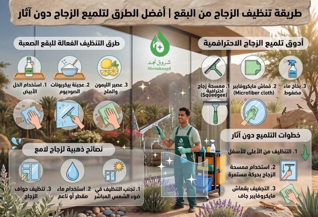 طريقة تنظيف الزجاج من البقع