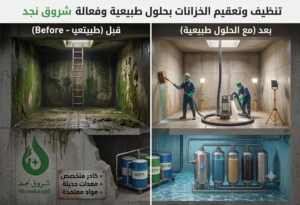 الحل الاحترافي لتطبيق افضل طريقة لتنظيف خزان المياه من الداخل
