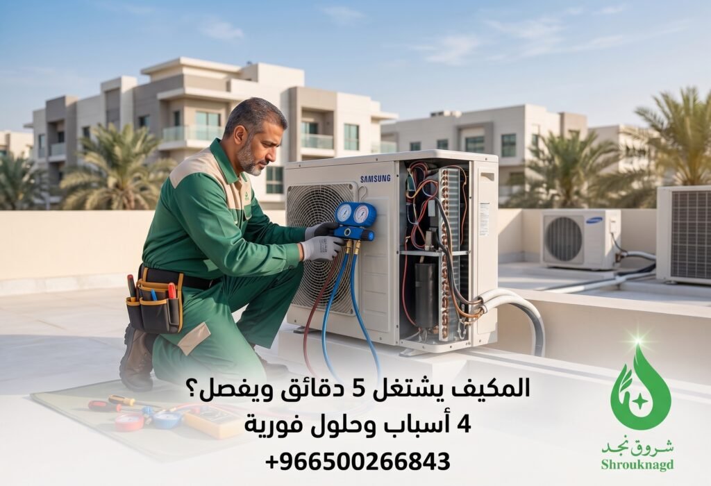المكيف يشتغل 5 دقائق ويفصل