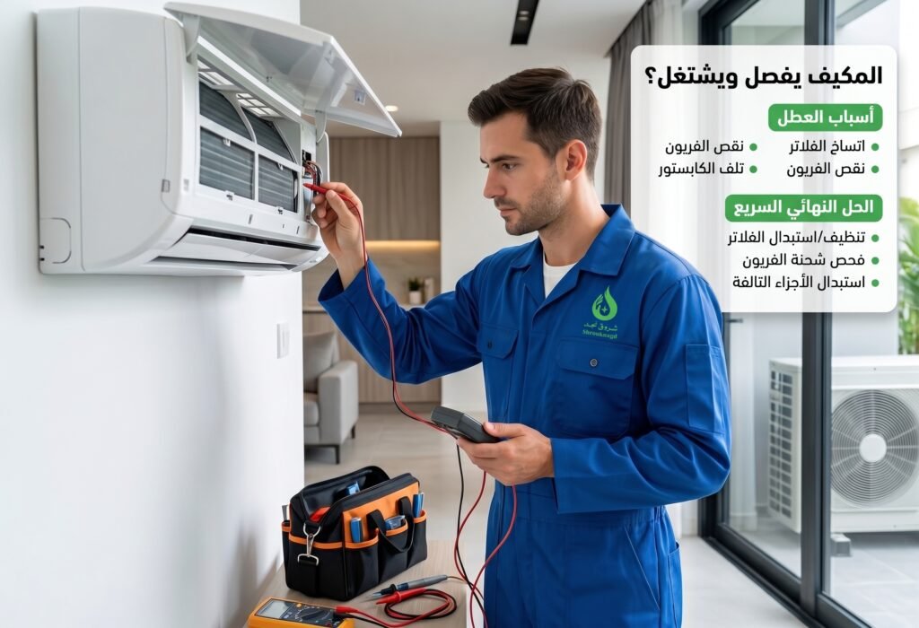المكيف يفصل ويشتغل