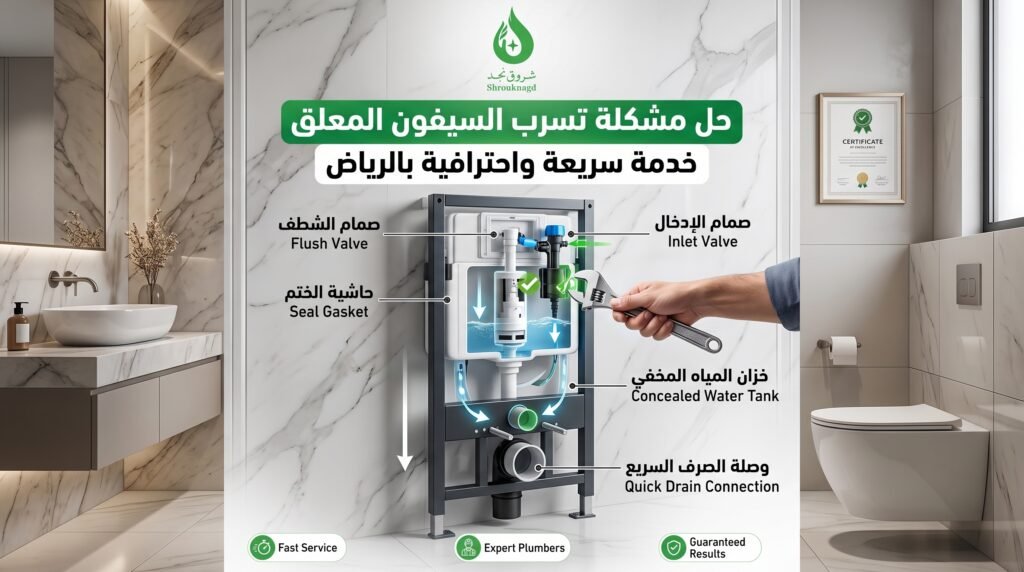 تسرب الماء من السيفون المعلق