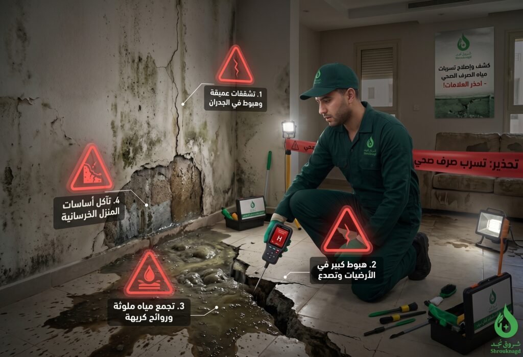 تسرب مياه الصرف الصحي