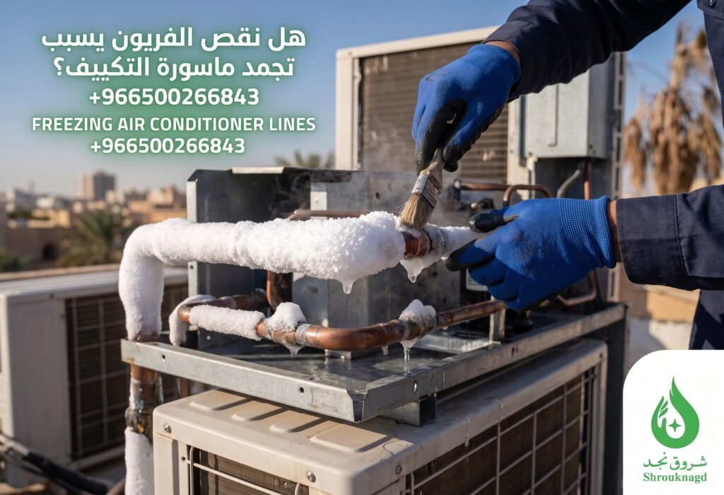 هل نقص الفريون يسبب تجمد ماسورة التكييف