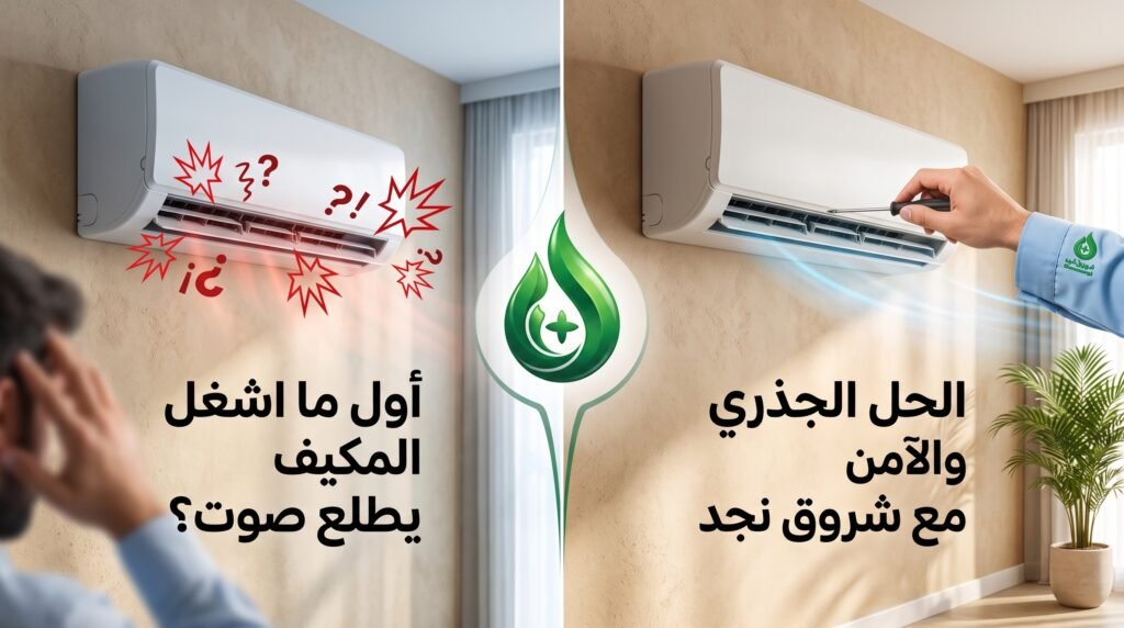 أول ما اشغل المكيف يطلع صوت